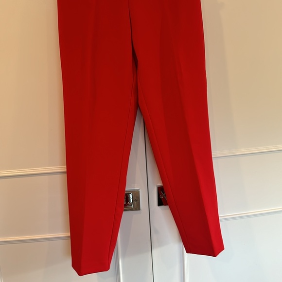 Zara Red Straight Leg Gold Button Detail High Waisted Pants Size Small - Picture 8 of 16